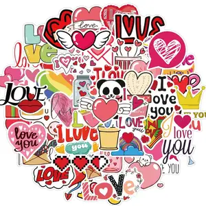 50 Stuks Valentijnsdag Liefde Je Roze Hart Schattige Stickers Voor Meisje Diy Notebook Schema Fles Laptop Decor Stickers