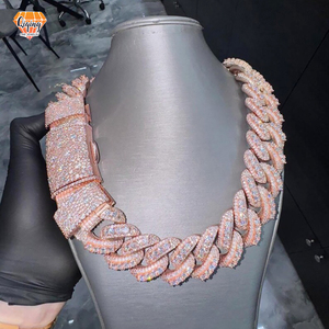 Cadena Cubana de 22mm con Mosaico de Moissanita VVS Auténtica, Cadena de Plata 925 con Diamantes VVS, Collar BustDown, Joyería Hip Hop de Miami para Raperos - Product Image 1