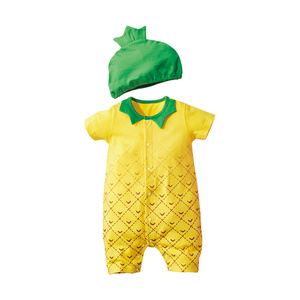 流行中国批发2 pcs新生儿夏装有机棉水果动物连衫裤 - Product Image 5