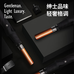 Straight Umbrella 120cm Nylon Black Coating Wooden Handle 8 Alloy Ribs Manual Open Minimalist Design Rain <b>Sun</b> Protection - Product Image 3
