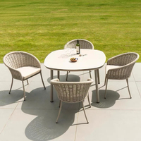 Ensemble table et chaises de salle à manger d'extérieur pour villa moderne, structure en alliage d'aluminium, tissu imperméable, durable, résistant aux intempéries, portable, 4 places