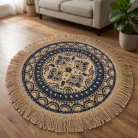 Tapis d'intérieur tressé en jute naturelle Hometex, motif bohème, lavable en machine, épaisseur moyenne, pour décoration intérieure moderne
