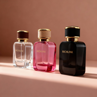 Flacon de parfum personnalisé couleur brun clair 50 ml 100 ml, flacon de parfum rose noir, flacons de parfum en verre vides avec couvercle en cuir