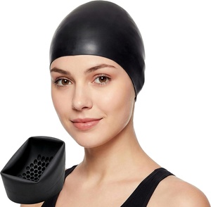 Bonnet de bain imperméable en silicone pour adultes et enfants, avec logo imprimé et couleur personnalisée - Product Image 1
