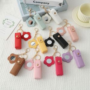 New Creative Lady Pu Leather <b>Lipstick</b> Storage Box with Chains Keychain Mini Cosmetic Bag for Travel - Product Image 1