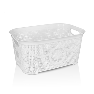 Cesta de plástico multiusos con diseño de punto de 6000ml con asas, organizador de almacenamiento duradero para ropa y artículos de lavandería - Product Image 1