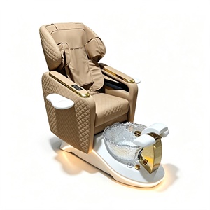 Pedicure Chair Luxury White Gold Pedicure Spa Chair With Glass Foot <b>Basin</b> Electric Reclining Massage Pedicure Station - Product Image 4