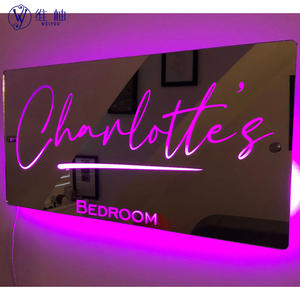 Dropshipping Shopify POD Product LED Illuminated Name Mirror Personalized Family Name <b>Light</b> Up Mirror Nightstand Decor - Product Image 2