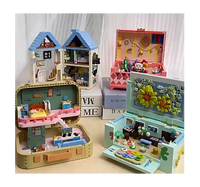 Mainan rumah boneka kreatif untuk anak, Set rumah boneka bangunan DIY untuk ruang Studio seni, mainan plastik untuk anak-anak