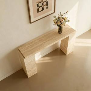 <span class=keywords><strong>Table</strong></span> <span class=keywords><strong>Console</strong></span> en Travertin Beige Clair Moderne, <span class=keywords><strong>Table</strong></span> d'Entrée en Pierre Naturelle, Meuble de Salon - Product Image 2