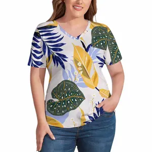 New Design Summer Women Fit Top Tee Super Soft Custom Short Sleeve Oversized Full Print Casual T Shirt V Neck Plus Size T-shirts