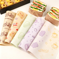 Kertas Pembungkus Sandwich Hamburger Anti Minyak Ramah Lingkungan Biodegradable Grosir, Desain Kustom Ukuran Roti