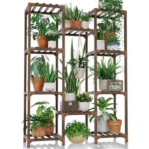 Multi-tiered indoor solid wood flower <b>pot</b> rack for living room and balcony, floor-standing potted <b>plant</b> rack, wholesale. - Product Image 1