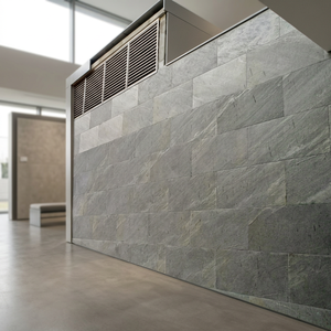Style industriel, écologique, base en béton poli, dessus en bois, placage en pierre naturelle, design moderne pour la salle de bain d'une villa, décoration murale intérieure - Product Image 6