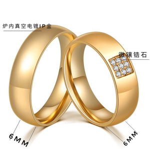 Anillos de diamante de acero inoxidable, <span class=keywords><strong>anillo</strong></span> de oro para Parejas para amantes, gran oferta de fábrica - Product Image 4