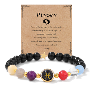 Pulsera Minimalista de Piedras Curativas, Chapada en Oro de 18K, con Dije de los 12 Signos del Zodiaco, Regalo de Cumpleaños para Hombres y Mujeres - Product Image 2