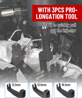 Kit de Extractor de Inyectores Neumáticos de 20 Piezas con 19 Adaptadores para la Extracción de Inyectores de Combustible Obstruidos en Talleres de Reparación Automotriz