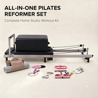 Kit de Pilates Reformer Portable Tout-en-un Ajustable pour la Maison et le Studio avec Tapis d'Exercice, Sac de Transport, Corde à Sauter et Bandes de Résistance