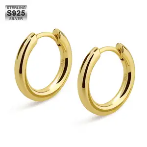 KRKC Monili Su Ordinazione Iced Out Diamante DELLA CZ Mens Del Cerchio In Oro Orecchini 12mm 18K Oro Bianco Placcato Argento 925 orecchini A Cerchio in argento