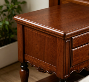 Traditional Dark <b>Walnut</b> Wood Nightstand 2-<b>Drawer</b> Antique Turned Leg Bedroom Furniture Storage Cabinet - Product Image 4