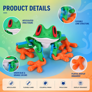Jouet magnétique grenouille des bois à yeux rouges articulée, figurine à articulations mobiles, décoration de réfrigérateur et cadeau pour enfants en plastique - Product Image 2