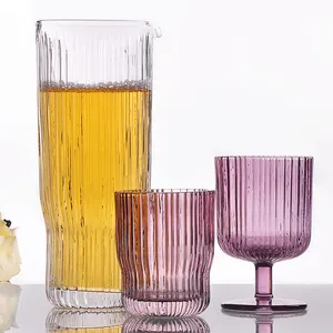 Juego de vasos de beber con rayas verticales, Juego de vasos de vino de nuevo diseño, superventas de Amazon