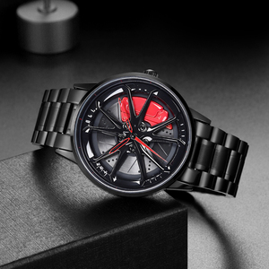 Relojes deportivos de moda para hombre con diseño de rueda de coche en 3D, correa de acero inoxidable, reloj de pulsera de cuarzo para hombre. - Product Image 3
