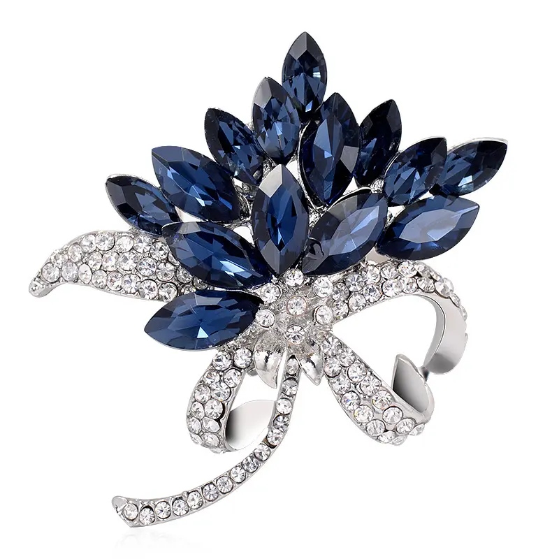 Mysterious Orchid Rhinestone Glass Brooch Acrylic Bauhinia Alloy Full Diamond Flower Brooch For Workplace Party