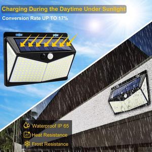 Lampe solaire murale extérieure étanche IP65 à 208 <span class=keywords><strong>LED</strong></span> avec détecteur de mouvement, lampe solaire carrée pour mur, clôture, cour, garage, terrasse, allée - Product Image 3