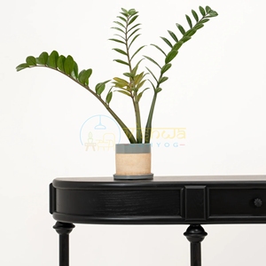 Beaumont <b>Black</b> Demilune <b>Console</b> <b>Table</b> with Two Drawers and Turned Legs Classic Curved Sofa <b>Table</b> Elegant Home Furniture Decor - Product Image 5