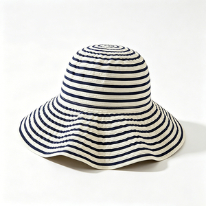 Summer Nautical Striped Unisex Oversized Wide Brim UV Protection <b>Foldable</b> Beach Fishing Sports Daily Outdoor Hat - Product Image 5