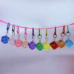 Modern Style Transparent Acrylic Bead Keychains with Luminous Ice <b>Cube</b> for DIY Projects and Events - Product Image 2