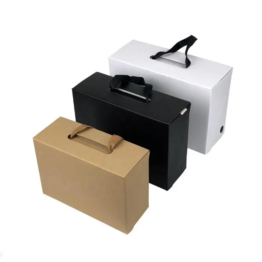 Couvercle magnétique pliable et personnalisé en carton, boîte-cadeau en papier avec ruban, de luxe, blanc, noir, 50 unités