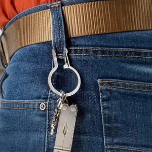 Stainless Steel <b>Carabiner</b> Keychain Round Lightweight Key Ring For Pocket Key Holder Travel Backpack Buckle - Product Image 1