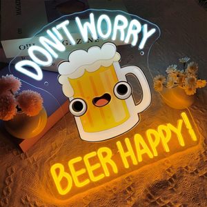 Letrero de Neón 'Don't <span class=keywords><strong>Worry</strong></span>, Beer Happy', Luz de Neón LED para Bar, Luces de Cerveza para el Día del Padre, Letreros de Neón Personalizados - Product Image 2