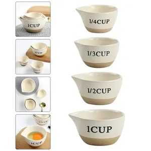 Vente en gros de tasses en céramique de style japonais personnalisées, ensemble de cuisine créatif de 4 tasses à mesurer et bols - Product Image 5