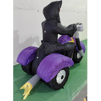 Décoration d'Halloween personnalisée pour l'extérieur, fantôme gonflable monté sur une moto, décoration de jardin pour fête d'Halloween