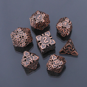 Dés de jeu de rôle de table en laiton antique, métal ajouré complexe, artisanat 3D détaillé, D4-D20, fourniture fabricant - Product Image 1