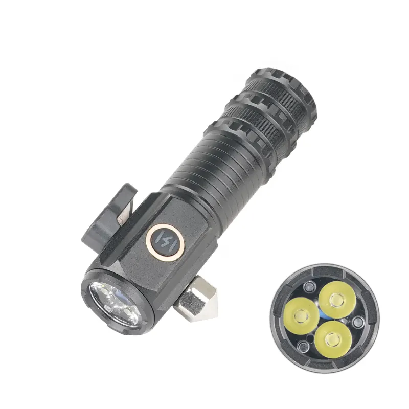 3 LED martello di sicurezza torcia 18650 batteria piccola torcia multifunzione auto difesa magnete carica base torcia elettrica