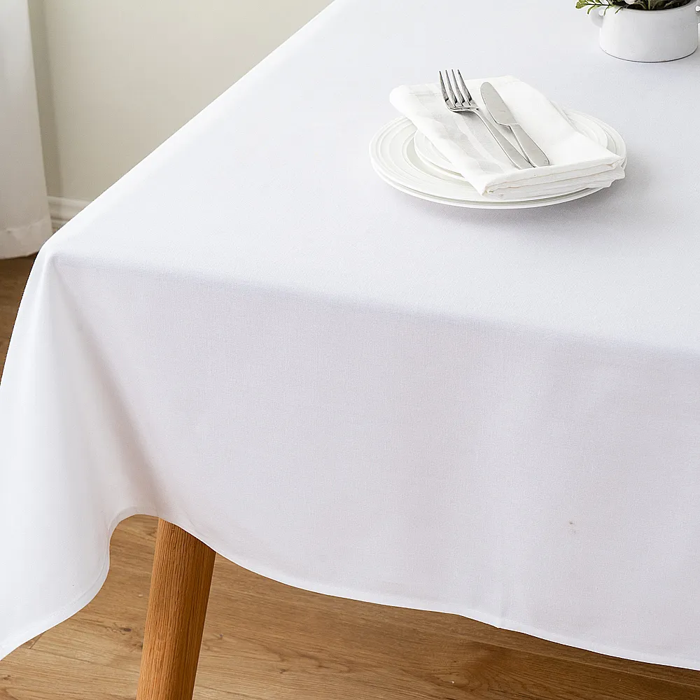 مفرش طاولة أبيض فائق النعومة دمشقي أثقيل الوزن للمطبخ عشاء مستطيل لحفلات الزفاف