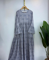 Robe Abaya Musulmane Décontractée à Col Ample, Motif Pois, Printemps-Été-Automne, Longue, en Polyester, Coupe Évasée, Infroissable