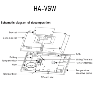 Systèmes d'alarme domestiques sans fil WIFI 4G GSM 433/868 MHz HA-VGW, alarme 85 dB, écran tactile, prise en charge du français et de l'anglais pour la protection de la sécurité - Product Image 3