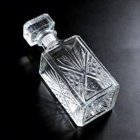 Bouteille à spiritueux en verre de luxe personnalisée, transparente, 700 ml, 800 ml, gravure en relief, cristal, carrée, pour whisky