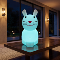 Lampe LED Lumineuse en Forme de Lapin, Étanche IP65, Rechargeable, Veilleuse Animale pour Jardin, Patio, Cour, Décoration de Fête en Extérieur