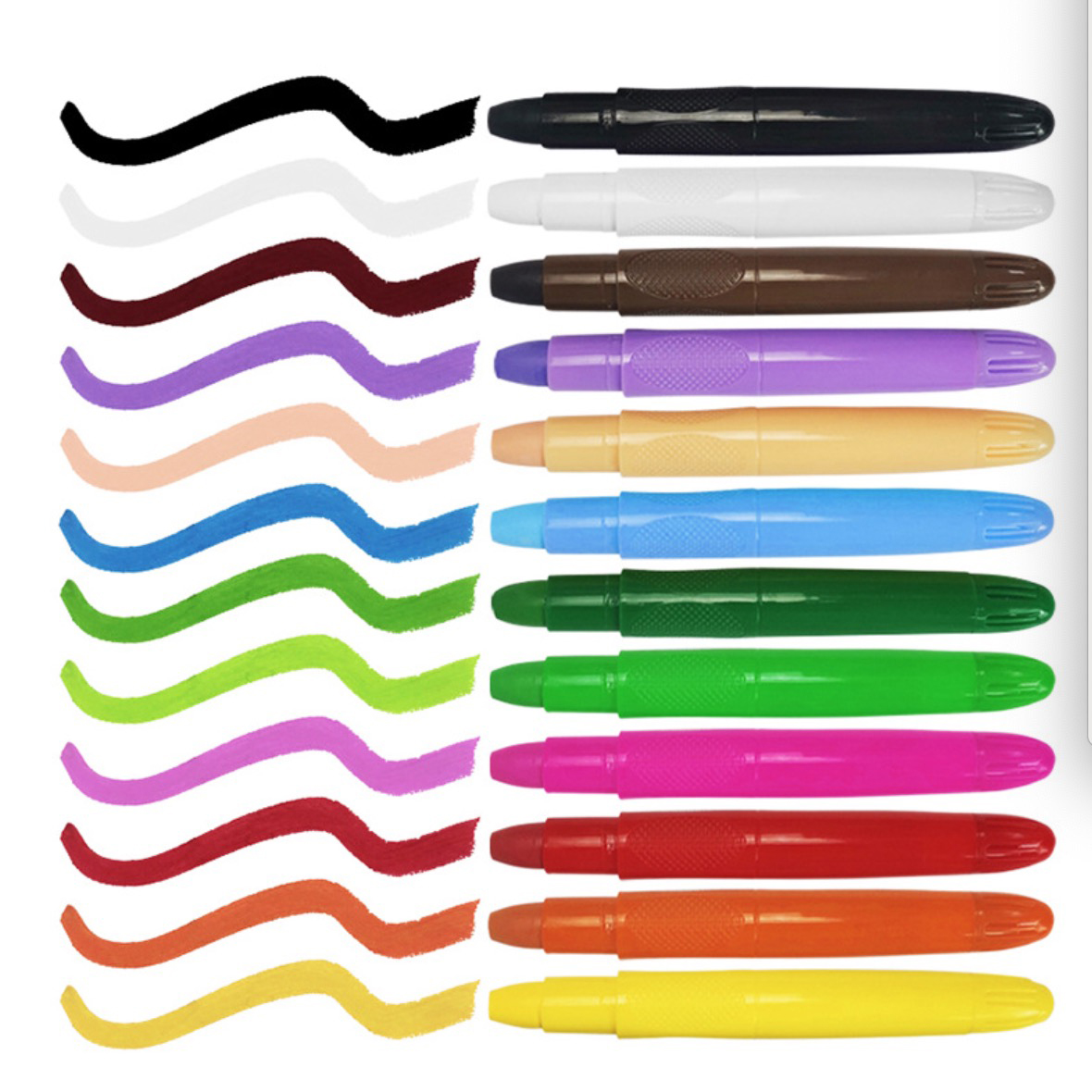 Оптовая продажа, 24 цвета, Нетоксичная кожа, моющиеся шелковистые Скручивающиеся мелки