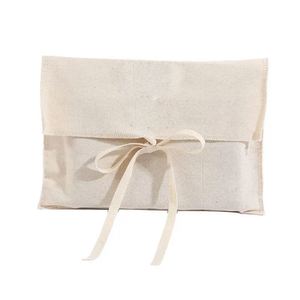 Pochette à bijoux en toile biologique blanche réutilisable de luxe, sac enveloppe en coton anti-poussière avec logo personnalisé pour emballage cadeau, logo personnalisable - Product Image 6