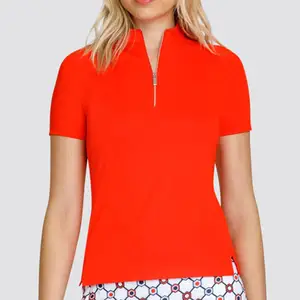 Plain Dyed Golf Shirts Anti Wrinkle Sport Tennis Shirts Golf T-shirts Polyester Spandex One-quarter Zipper Polo Shirt For Women