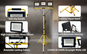 Lampe de travail LED avec support, trépied réglable en hauteur, lampe de travail utilisée pour l'éclairage intérieur/extérieur d'atelier, de bâtiment et de <span class=keywords><strong>garage</strong></span> - Product Image 2