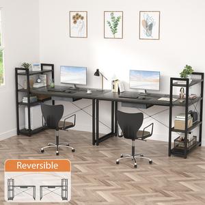 Bàn máy tính có thể đảo ngược 47 inch với ngăn kéo lưu trữ Bàn <span class=keywords><strong>2</strong></span> người với giá sách học viết bàn cho văn phòng tại nhà - Product Image 4