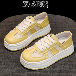 Zapatillas Deportivas de Mujer, Novedad, Blancas, de Cuero, con Suela Gruesa, de Doble Uso, Calzado Deportivo Informal de Verano, con Paneles Transpirables de Malla, para Caminar - Product Image 4